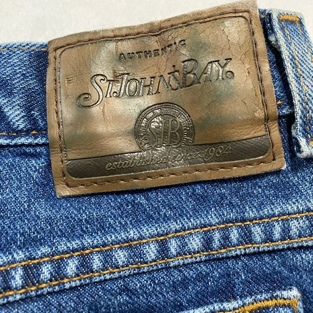 St. John’s Bay Classic Fit Dad Jeans Size 16 Straight Leg Dark Blue Denim